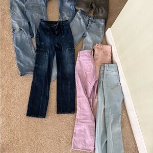 Express Women's Straight Leg Jeans - Blue, Pink, Light Blue, Black, Gray